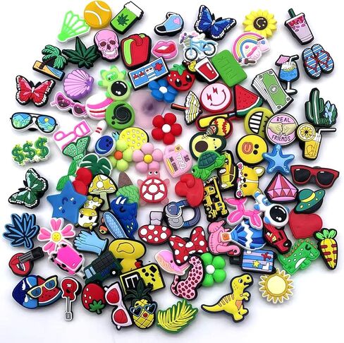 Shoe Charms Decorations for Clogs, 100 Pieces, Cute Animal and Flower Design in Saudi Arabia