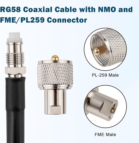 NMO Antenna Cable,25FT CB Antenna Cable Extension with NMO and Removable UHF Connector,Low Loss RG58 Cable NMO to UHF PL259 Male for VHF/UHF/CB Radio NMO Antenna in Kuwait