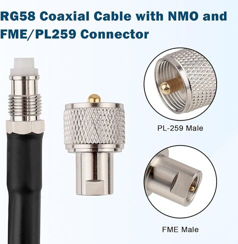NMO Antenna Cable,25FT CB Antenna Cable Extension with NMO and Removable UHF Connector,Low Loss RG58 Cable NMO to UHF PL259 Male for VHF/UHF/CB Radio NMO Antenna in Kuwait