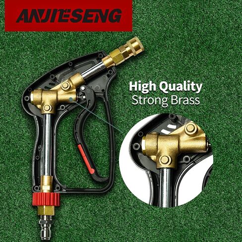 Short Pressure Washer Gun with 360 Swivel - 5000 PSI / 10.5 GPM High Pressure Water Handle with 3/8" Male Plug and 1/4" Quick Connector Coupler - Ideal Power Car Wash Foam Gun (New) in Saudi Arabia
