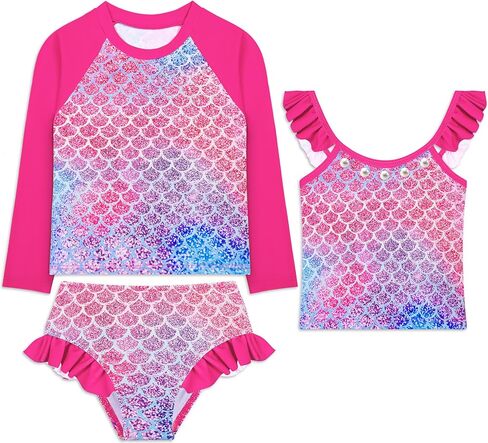 3 PCS Girls Swimsuit Swimsust Guard Swimsuit Quick Dry Tankini Suits Girls 'Girls' 4-8 Years in Kuwait