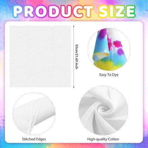White Bandana Bulk for Tie Dying DIY Blank Handkerchiefs Unisex White Cotton Bandanas Men Head Wrap， 22 x 22 Inch in Saudi Arabia
