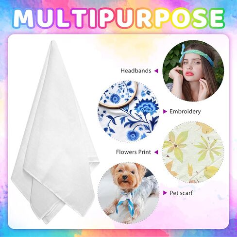 White Bandana Bulk for Tie Dying DIY Blank Handkerchiefs Unisex White Cotton Bandanas Men Head Wrap， 22 x 22 Inch in Saudi Arabia