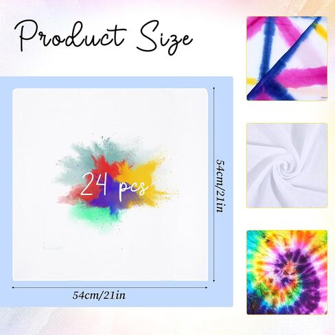 25 Pack DIY White Bandanas for Tie Dying, 22" x 22" Cotton Head Wrap, Bulk Blank Solid Handkerchiefs for Adults, Students, And School Hand-Dyeing Activities in Saudi Arabia