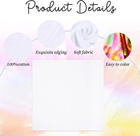 25 Pack DIY White Bandanas for Tie Dying, 22" x 22" Cotton Head Wrap, Bulk Blank Solid Handkerchiefs for Adults, Students, And School Hand-Dyeing Activities in Saudi Arabia