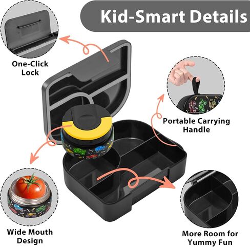 Tinypalsa Bento Box for Kids ، 3 مقصورات غداء للأطفال مع 10 أوقية تسرب برهان جرة Food Food ، مزلاج سهلة مفتوحة ، آمنة غسالة الصحون ، مثالية للمدرسة ، والرعاية النهارية ، والسفر مع مقبض محمول (أزرق) in Kuwait