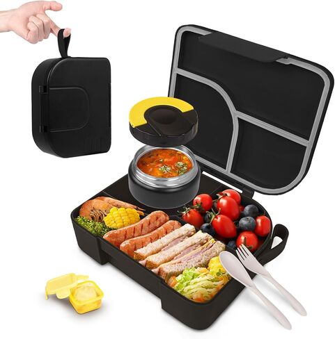 Tinypalsa Bento Box for Kids ، 3 مقصورات غداء للأطفال مع 10 أوقية تسرب برهان جرة Food Food ، مزلاج سهلة مفتوحة ، آمنة غسالة الصحون ، مثالية للمدرسة ، والرعاية النهارية ، والسفر مع مقبض محمول (أزرق) in Kuwait