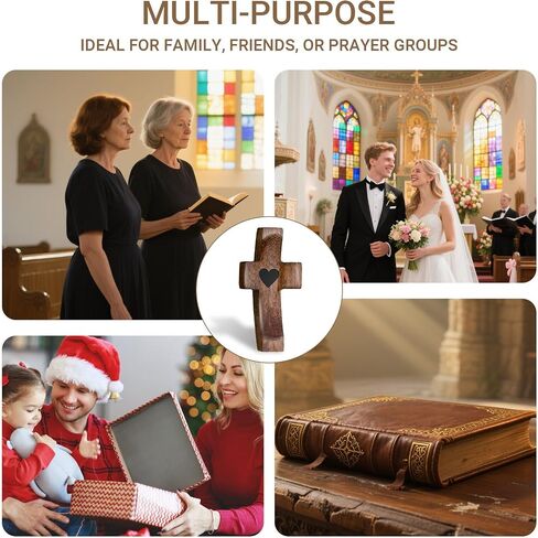 3Pcs Cross My Heart, cross fidget wood , Encouragement Gift Cross Fingertip Stress Relief Gifts Pocket Small Christmas Gift Handheld Easter Church gifts Wood Comfort Stress Relief for Clutching, Clinging and Praying Religious Gift in Saudi Arabia