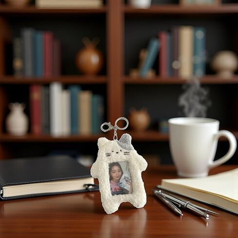 White Plush Rabbit Photocard Holder with Keychain, Cute Cartoon Plush Photocard Holder- ID Card Cover Protective Card Rabbit Identification Badges Supplies, Car Keychain, Business Card Holders in Saudi Arabia