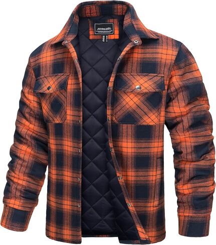 TACVASEN Men's Flannel Shirt Jacket Quilted Lined Long Sleeve Button Down Shirts Jacket in Saudi Arabia