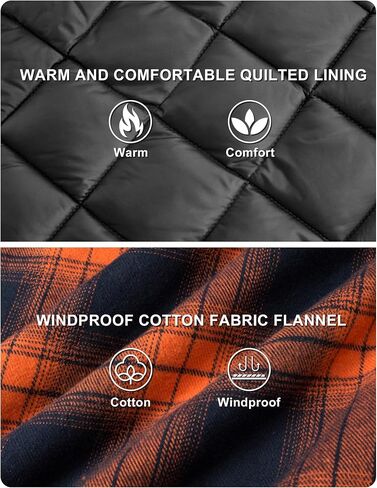 TACVASEN Men's Flannel Shirt Jacket Quilted Lined Long Sleeve Button Down Shirts Jacket in Saudi Arabia