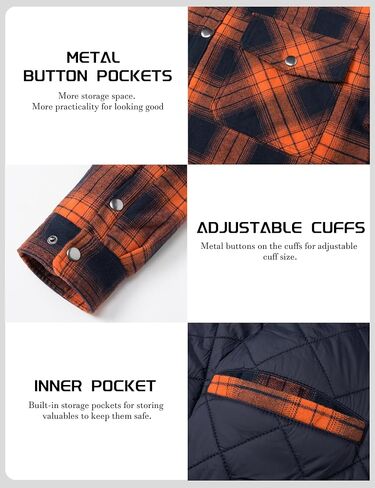 TACVASEN Men's Flannel Shirt Jacket Quilted Lined Long Sleeve Button Down Shirts Jacket in Saudi Arabia