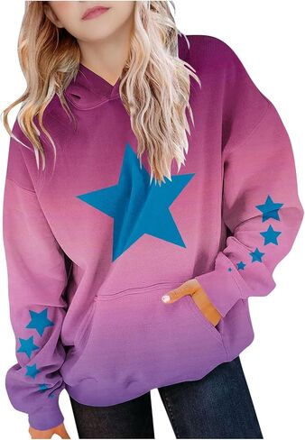 Graphic Hoodies Teen Girls Kids Boys Cute Long Sleeve Oversized Sweatshirts Pullover Loose Preppy Clothes 4-15 Years in Saudi Arabia