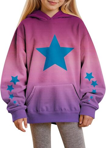 Graphic Hoodies Teen Girls Kids Boys Cute Long Sleeve Oversized Sweatshirts Pullover Loose Preppy Clothes 4-15 Years in Saudi Arabia