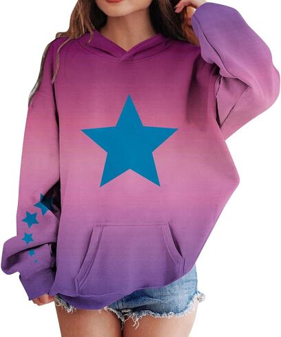 Graphic Hoodies Teen Girls Kids Boys Cute Long Sleeve Oversized Sweatshirts Pullover Loose Preppy Clothes 4-15 Years in Saudi Arabia