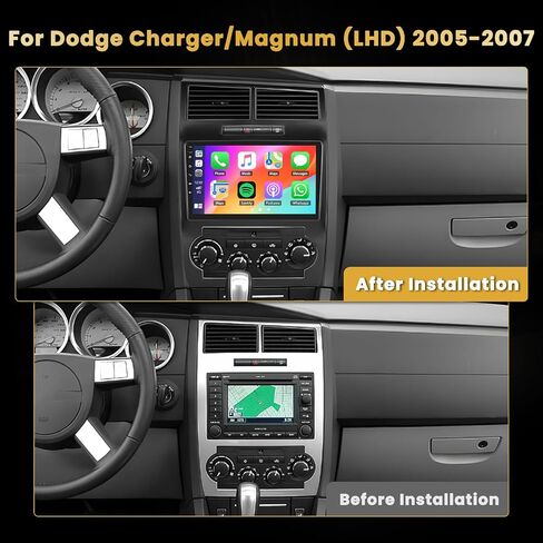Hikity Android Car Stereo for Dodge Charger/Magnum (LHD) 2005-2007 راديو 2+64G 9 بوصة شاشة لمس راديو Carplay Android Auto دعم WiFi Bluetooth FM EQ كاميرا احتياطية in Saudi Arabia