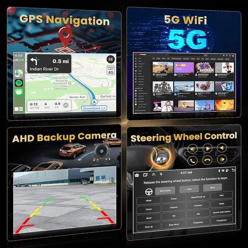 Hikity Android Car Stereo for Dodge Charger/Magnum (LHD) 2005-2007 راديو 2+64G 9 بوصة شاشة لمس راديو Carplay Android Auto دعم WiFi Bluetooth FM EQ كاميرا احتياطية in Saudi Arabia