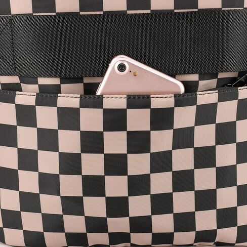 Checkered Backpack for Women Nylon Fashion Backpack for Women with Multi Compartment Purses for Travel and Work in Kuwait