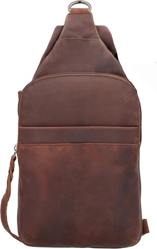 Dakota Unisex Leather Concealed Carry Sling Bag - Medium Frame Handgun - Concealment pockets with Magnetic Closure and Universal Holster Backpack (Dark Brown) - 7" L x 15" H x 2" D in Saudi Arabia