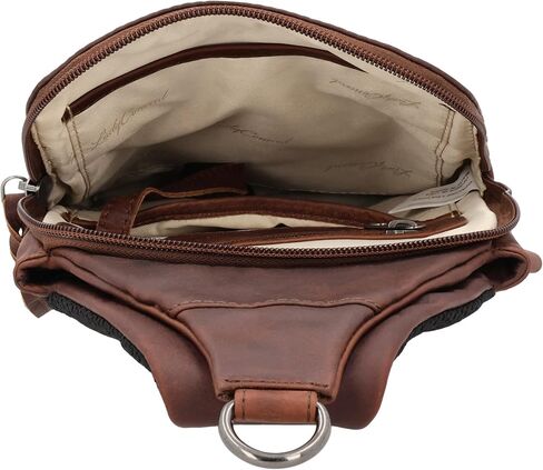Dakota Unisex Leather Concealed Carry Sling Bag - Medium Frame Handgun - Concealment pockets with Magnetic Closure and Universal Holster Backpack (Dark Brown) - 7" L x 15" H x 2" D in Saudi Arabia