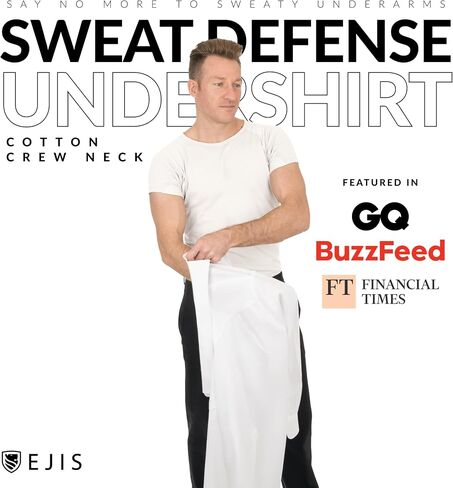 ejis sweatproof undershirt للرجال | طاقم الرقبة القطن | كلاسيكي ملاءمة قميص مع منصات العرق | مقاومة الرائحة | يمنع العرق in Kuwait