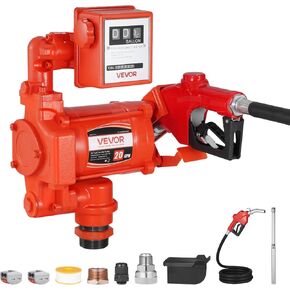 VEVOR Fuel Transfer Pump 110V, 20 GPM 76 L/min, AC Electric Oil Transfer Pump, with Meter, Auto Shut-Off Fuel Nozzle & Discharge Hose, High Flow for Gasoline, Diesel, Kerosene, Biodiesel, Ethanol in Saudi Arabia