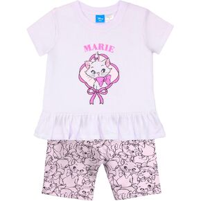 Disney Princess, Minnie Mouse, Lilo & Stitch, Aristocats Girls 2-Piece Ruffle Hem T-Shirt and Biker Shorts Set for Kids in Kuwait