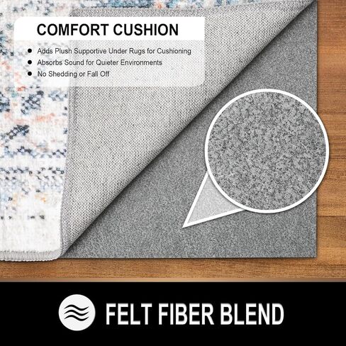 Dual Surface - 5' x 7' - 1/8" Thick - Felt + Rubber Gripper - Non-Slip Rug Pad - Adds Low-Profile Comfort and Protection, Great for High Traffic Areas -Safe for All Floors in Saudi Arabia
