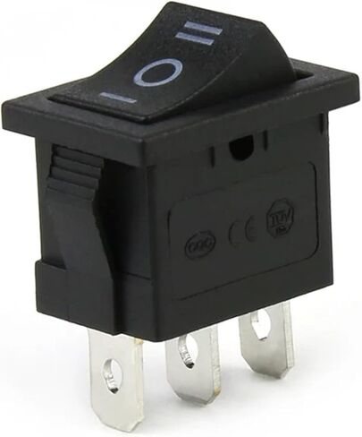 KCD1 Rocker Switch, Mini Black SPDT On/Off/On, 3-Pin Power Button, 15x21mm, AC 250V 6A/125V 10A Rating, Plastic Housing (3 pin On-Off-On) in Saudi Arabia