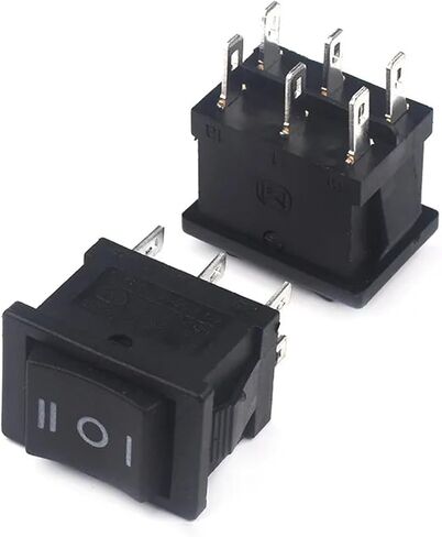 KCD1 Rocker Switch, Mini Black SPDT On/Off/On, 3-Pin Power Button, 15x21mm, AC 250V 6A/125V 10A Rating, Plastic Housing (3 pin On-Off-On) in Saudi Arabia