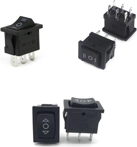 KCD1 Rocker Switch, Mini Black SPDT On/Off/On, 3-Pin Power Button, 15x21mm, AC 250V 6A/125V 10A Rating, Plastic Housing (3 pin On-Off-On) in Saudi Arabia