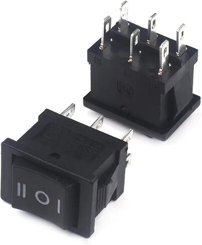 KCD1 Rocker Switch, Mini Black SPDT On/Off/On, 3-Pin Power Button, 15x21mm, AC 250V 6A/125V 10A Rating, Plastic Housing (3 pin On-Off-On) in Saudi Arabia