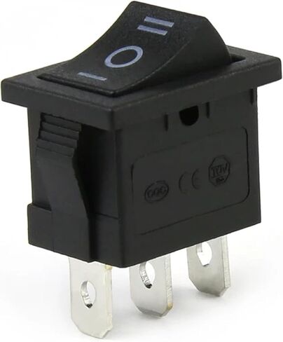 KCD1 Rocker Switch, Mini Black SPDT On/Off/On, 3-Pin Power Button, 15x21mm, AC 250V 6A/125V 10A Rating, Plastic Housing (3 pin On-Off-On) in Saudi Arabia