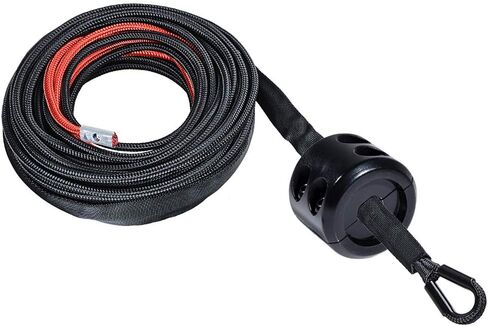 50ft 1/4 inch Strong Black Synthetic Winch Rope Line 7000lbs Rock Guard 40" Red Heat Guard and Rubber Winch Rope Stopper Kit for ATV UTV SUV Car Truck in Saudi Arabia