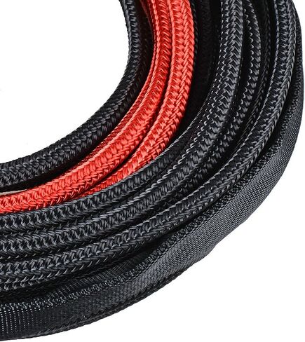 50ft 1/4 inch Strong Black Synthetic Winch Rope Line 7000lbs Rock Guard 40" Red Heat Guard and Rubber Winch Rope Stopper Kit for ATV UTV SUV Car Truck in Saudi Arabia