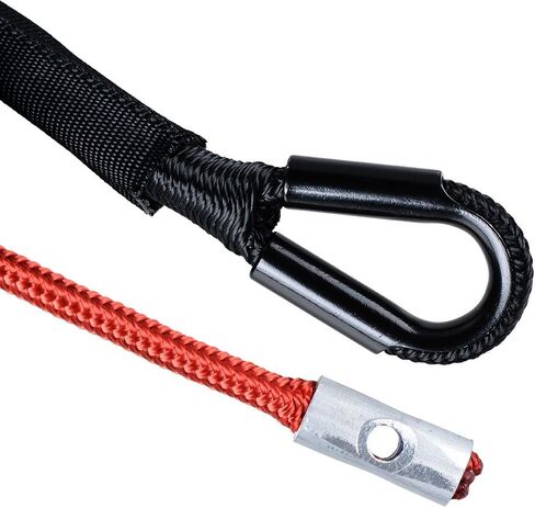 50ft 1/4 inch Strong Black Synthetic Winch Rope Line 7000lbs Rock Guard 40" Red Heat Guard and Rubber Winch Rope Stopper Kit for ATV UTV SUV Car Truck in Saudi Arabia