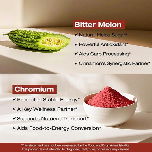 NATURE TARGET Ceylon Cinnamon Capsules - Cinnamon Supplements Plus Chromium, Bitter Melon, Vegetarian, 120 Capsules in Saudi Arabia