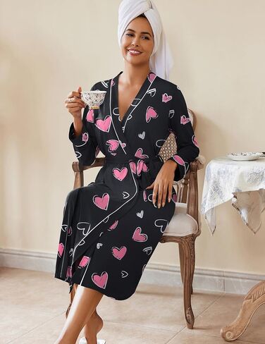 Ekouaer Womens Robes Lightweight Soft Knit Bathrobe Full Length Sleepwear with Pockets Ladies Loungewear S-3XL in Saudi Arabia