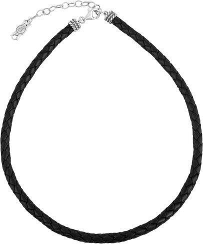 American West Jewelry Braided Genuine Leather Sterling Silver Necklace in Saudi Arabia