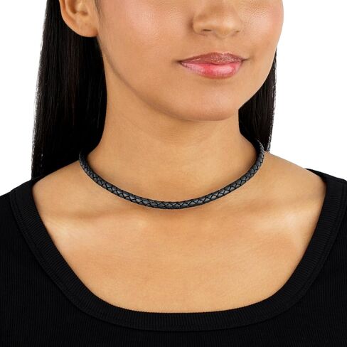 American West Jewelry Braided Genuine Leather Sterling Silver Necklace in Saudi Arabia