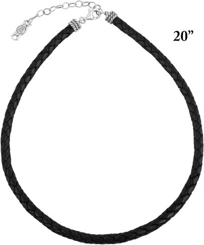 American West Jewelry Braided Genuine Leather Sterling Silver Necklace in Saudi Arabia