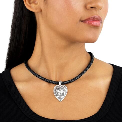 American West Jewelry Braided Genuine Leather Sterling Silver Necklace in Saudi Arabia