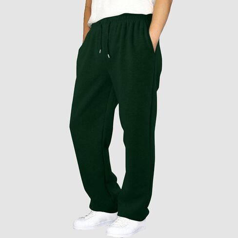 Boy's Baggy Sweatpants Cozy Fleece Casual Pants Elastic Waist Straight Leg Open Bottom Sweatpant Athletic Pants Pockets in Saudi Arabia