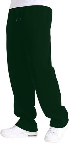 Boy's Baggy Sweatpants Cozy Fleece Casual Pants Elastic Waist Straight Leg Open Bottom Sweatpant Athletic Pants Pockets in Saudi Arabia