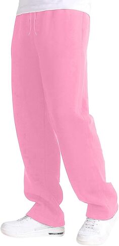 Boy's Baggy Sweatpants Cozy Fleece Casual Pants Elastic Waist Straight Leg Open Bottom Sweatpant Athletic Pants Pockets in Saudi Arabia