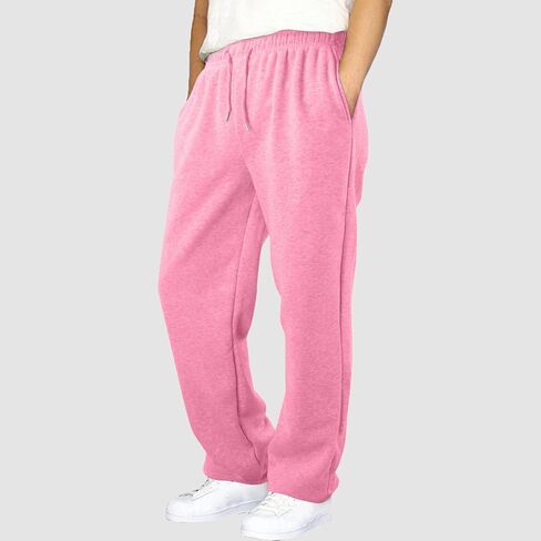 Boy's Baggy Sweatpants Cozy Fleece Casual Pants Elastic Waist Straight Leg Open Bottom Sweatpant Athletic Pants Pockets in Saudi Arabia