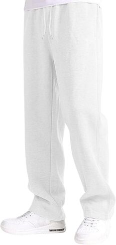 Boy's Baggy Sweatpants Cozy Fleece Casual Pants Elastic Waist Straight Leg Open Bottom Sweatpant Athletic Pants Pockets in Saudi Arabia