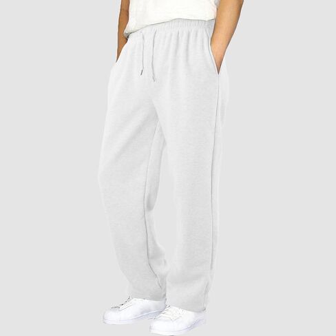 Boy's Baggy Sweatpants Cozy Fleece Casual Pants Elastic Waist Straight Leg Open Bottom Sweatpant Athletic Pants Pockets in Saudi Arabia