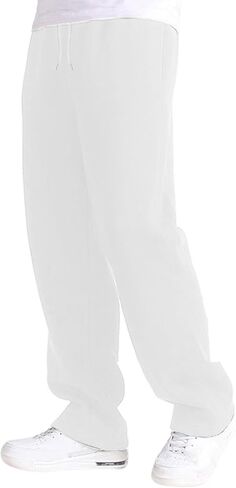 Boy's Baggy Sweatpants Cozy Fleece Casual Pants Elastic Waist Straight Leg Open Bottom Sweatpant Athletic Pants Pockets in Saudi Arabia