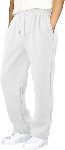 Boy's Baggy Sweatpants Cozy Fleece Casual Pants Elastic Waist Straight Leg Open Bottom Sweatpant Athletic Pants Pockets in Saudi Arabia